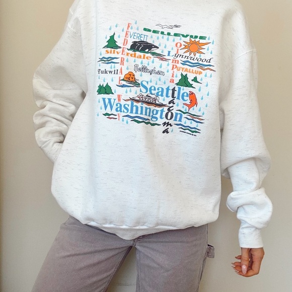 PNW Vintage 1991 Washington destinations crewneck outdoors sweatshirt - XL - Picture 2 of 2